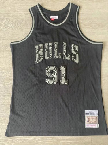 91 Rodman Chicago Bulls 1997-98 Leather Snakeskin Maillot